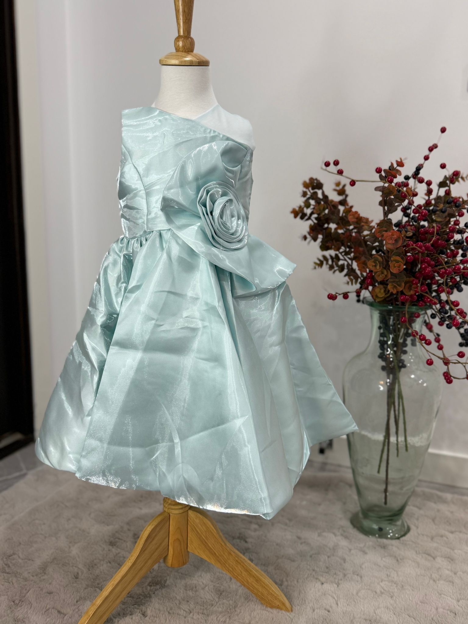 Celeste Bloom One-Shoulder Satin Dress - Image 11