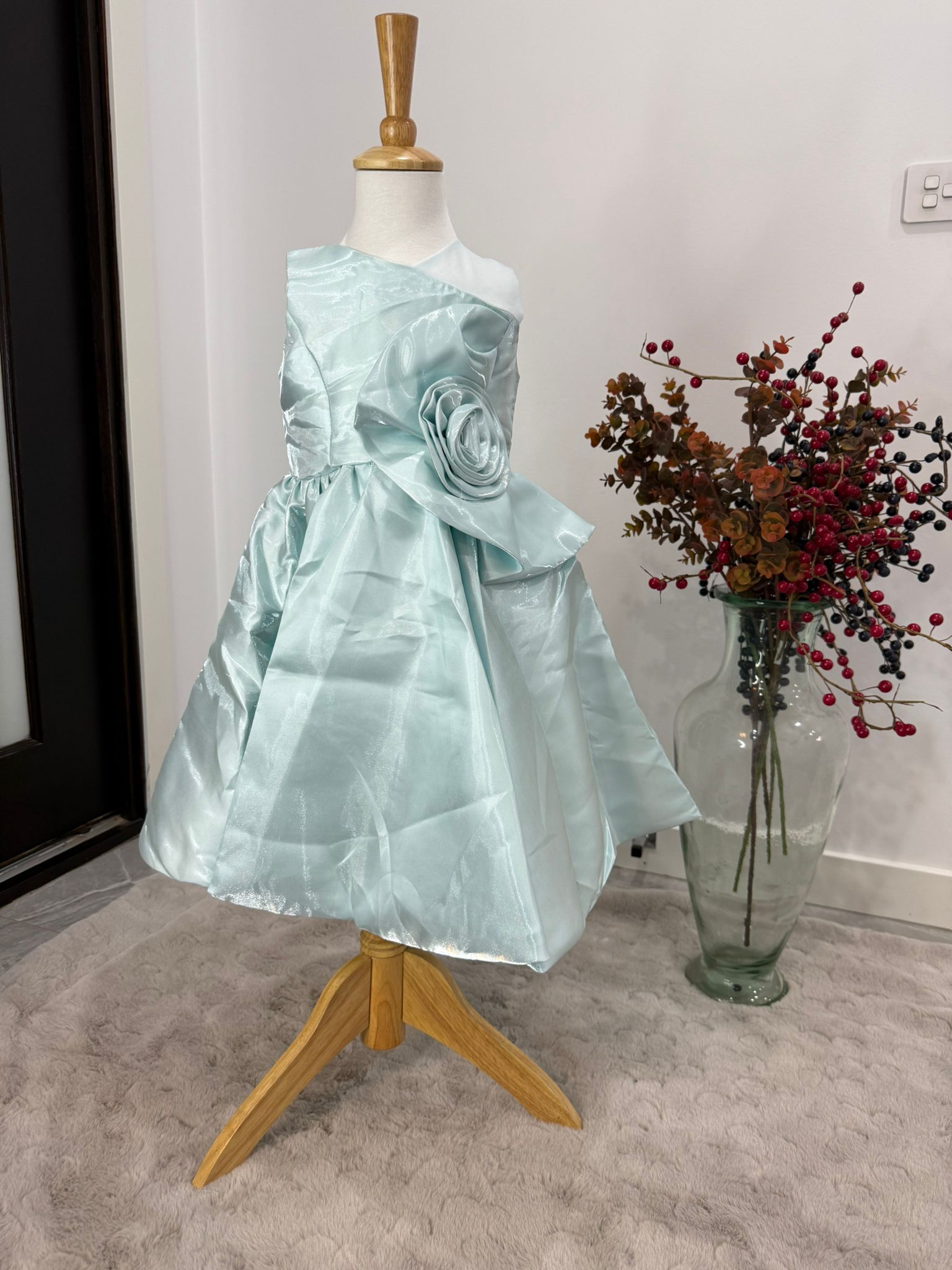 Celeste Bloom One-Shoulder Satin Dress - Image 10