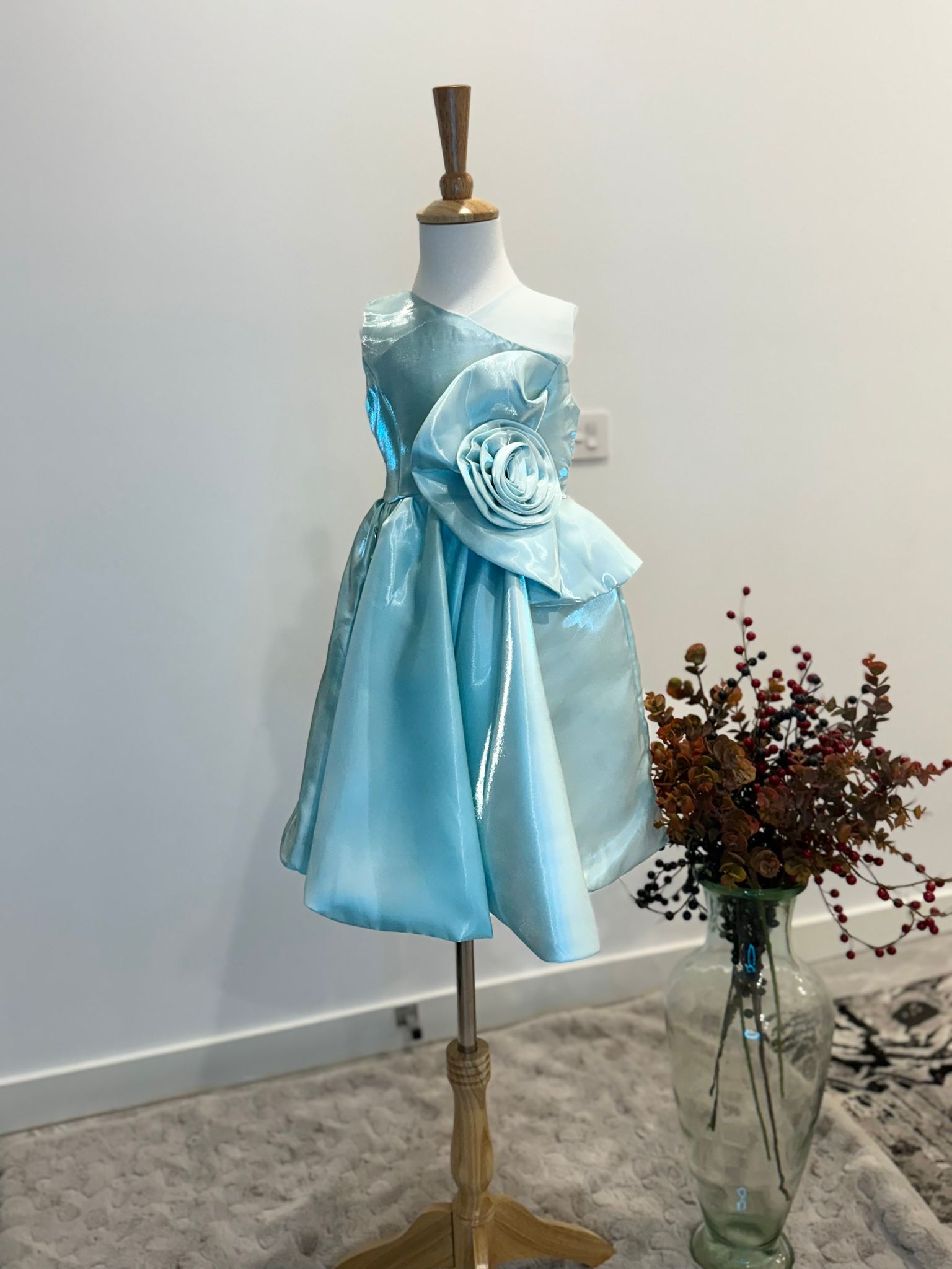 Celeste Bloom One-Shoulder Satin Dress - Image 7