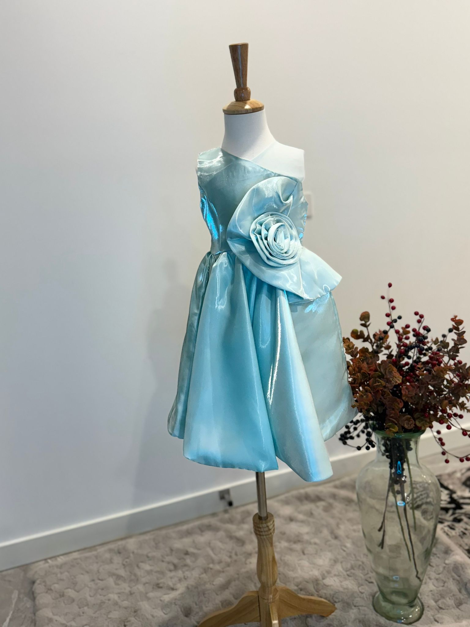 Celeste Bloom One-Shoulder Satin Dress - Image 6