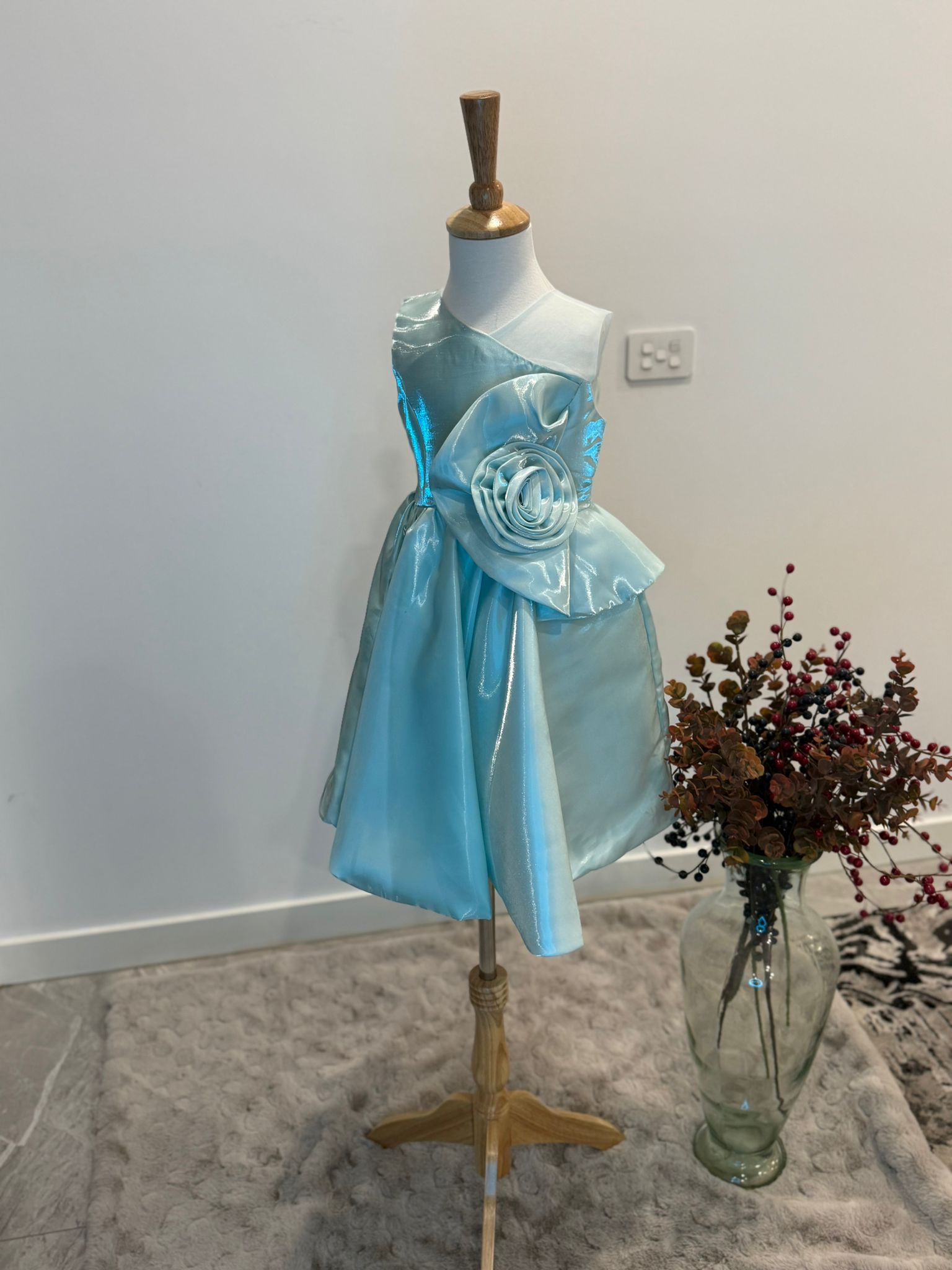 Celeste Bloom One-Shoulder Satin Dress - Image 5