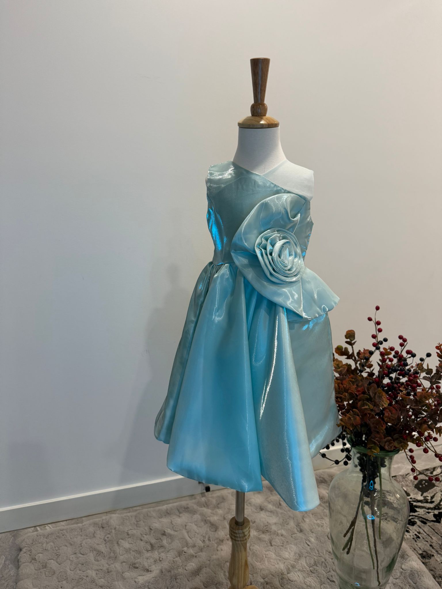 Celeste Bloom One-Shoulder Satin Dress