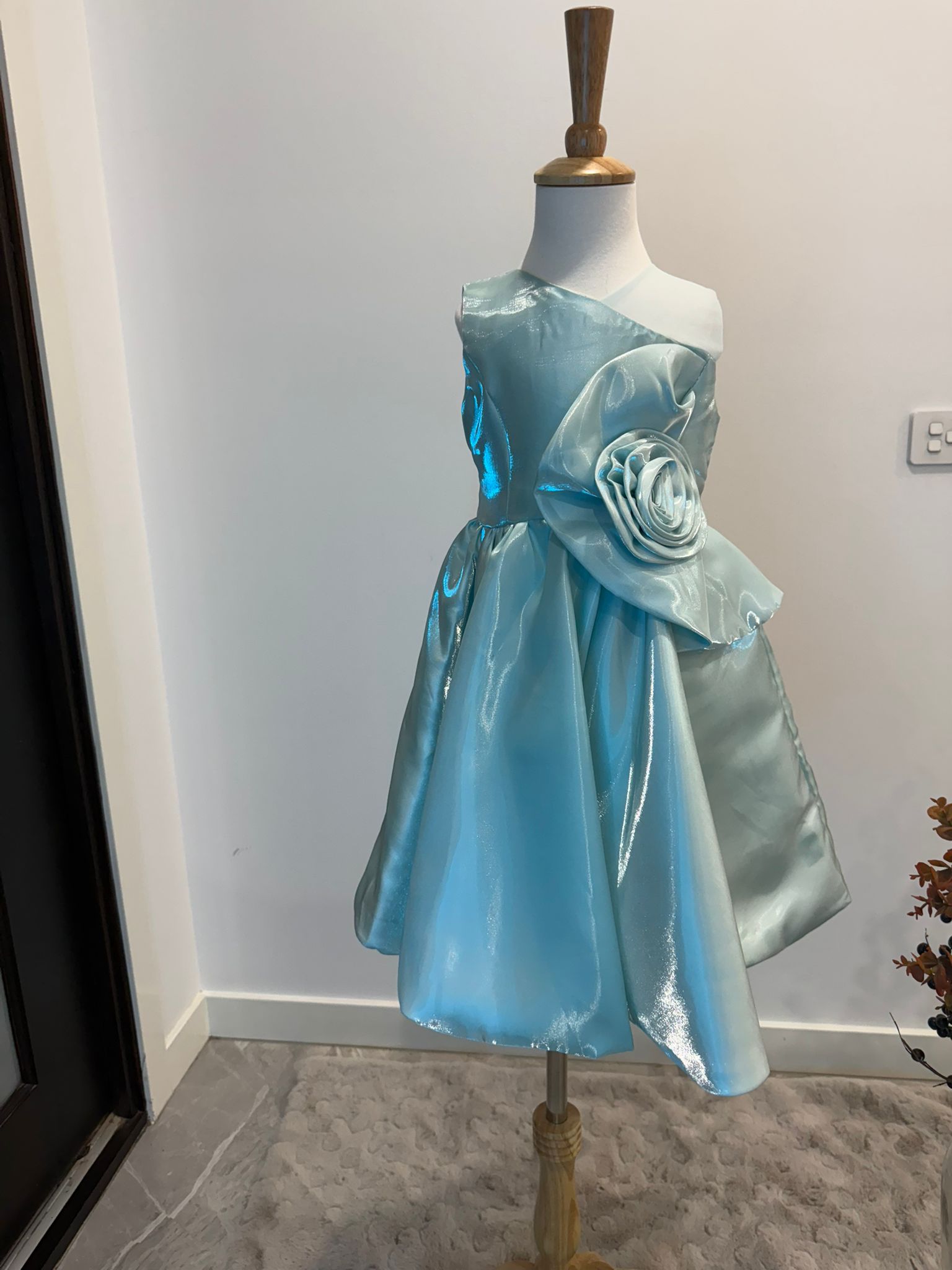 Celeste Bloom One-Shoulder Satin Dress - Image 3