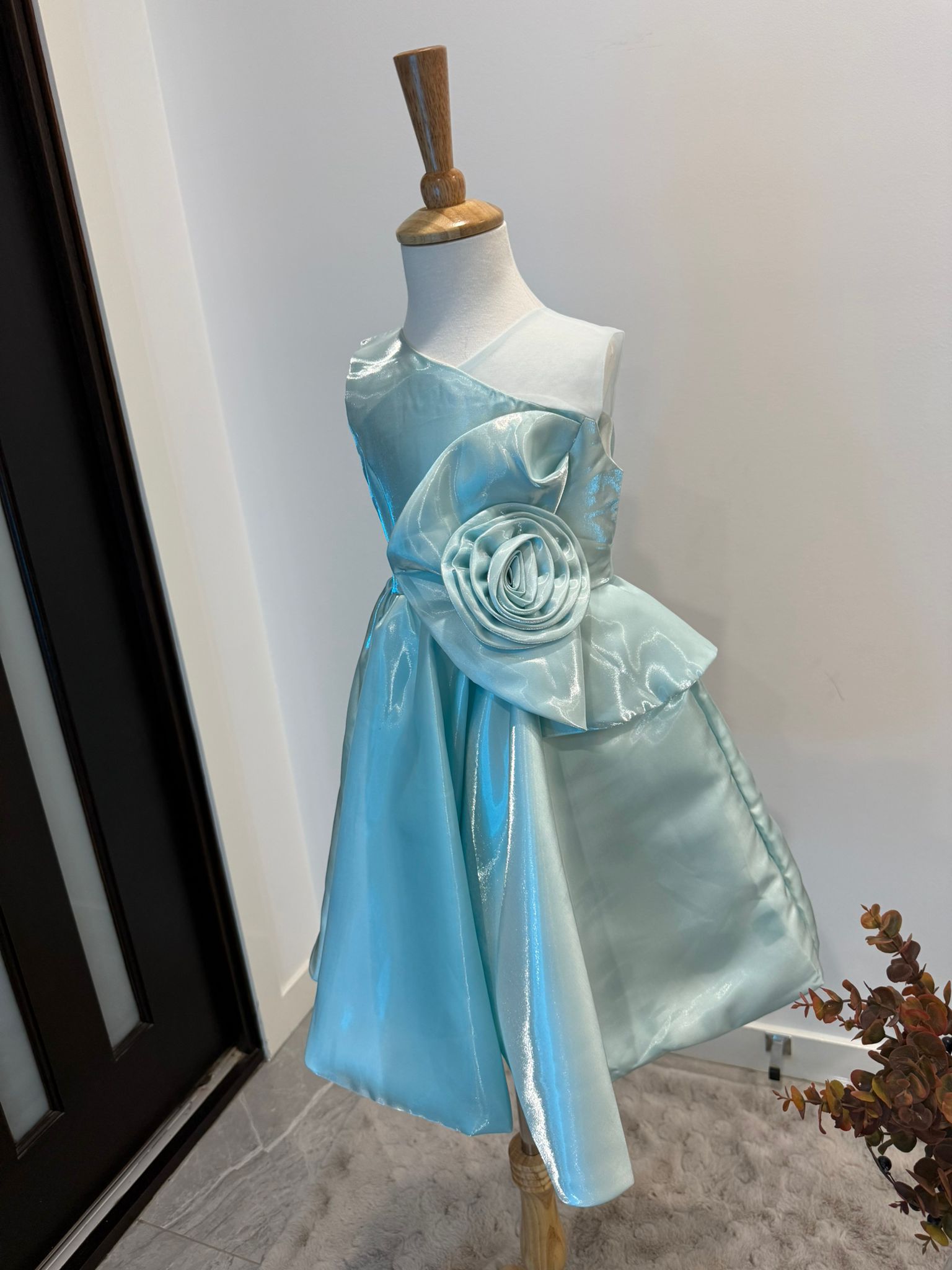 Celeste Bloom One-Shoulder Satin Dress - Image 2