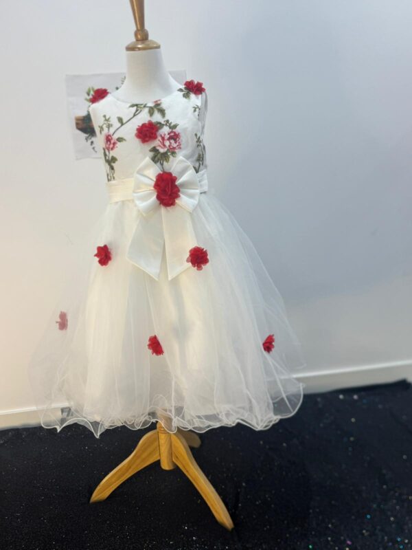 Rosette Garden White Dress with 3D Flowers & Hello Kitty Bag – Girls Party Outfit - Image 6