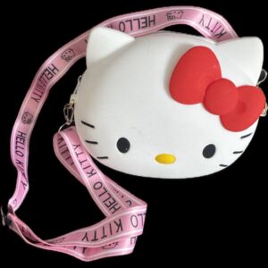 Hello Kitty Face-Shaped Crossbody Bag for Girls – Cute Cartoon Sling Bag with Pink Strap