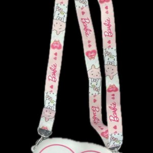 Barbie Heart Crossbody Bag for Girls – Cute White & Pink Shoulder Bag with Adjustable Strap