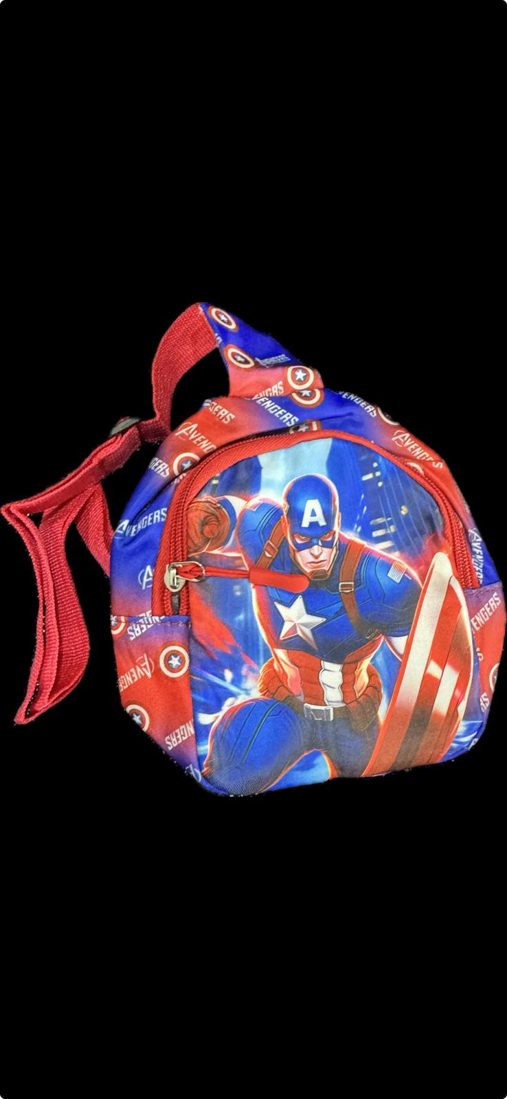 Marvel Avengers Captain America Kids Mini Backpack – Blue & Red School Bag with Shield Print