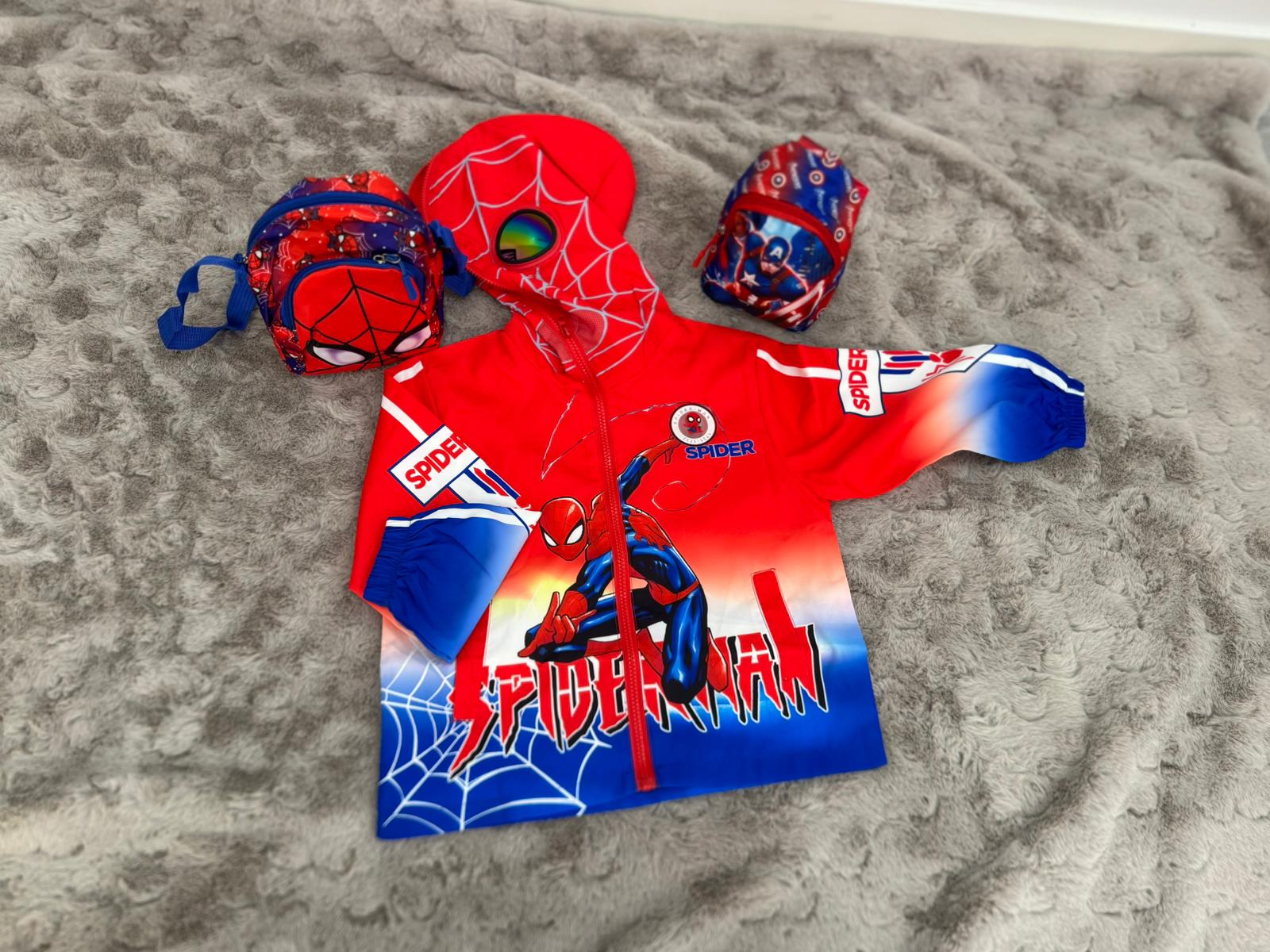 Spider-Man Inspired Boys Hooded Jacket – Red & Blue - Image 3